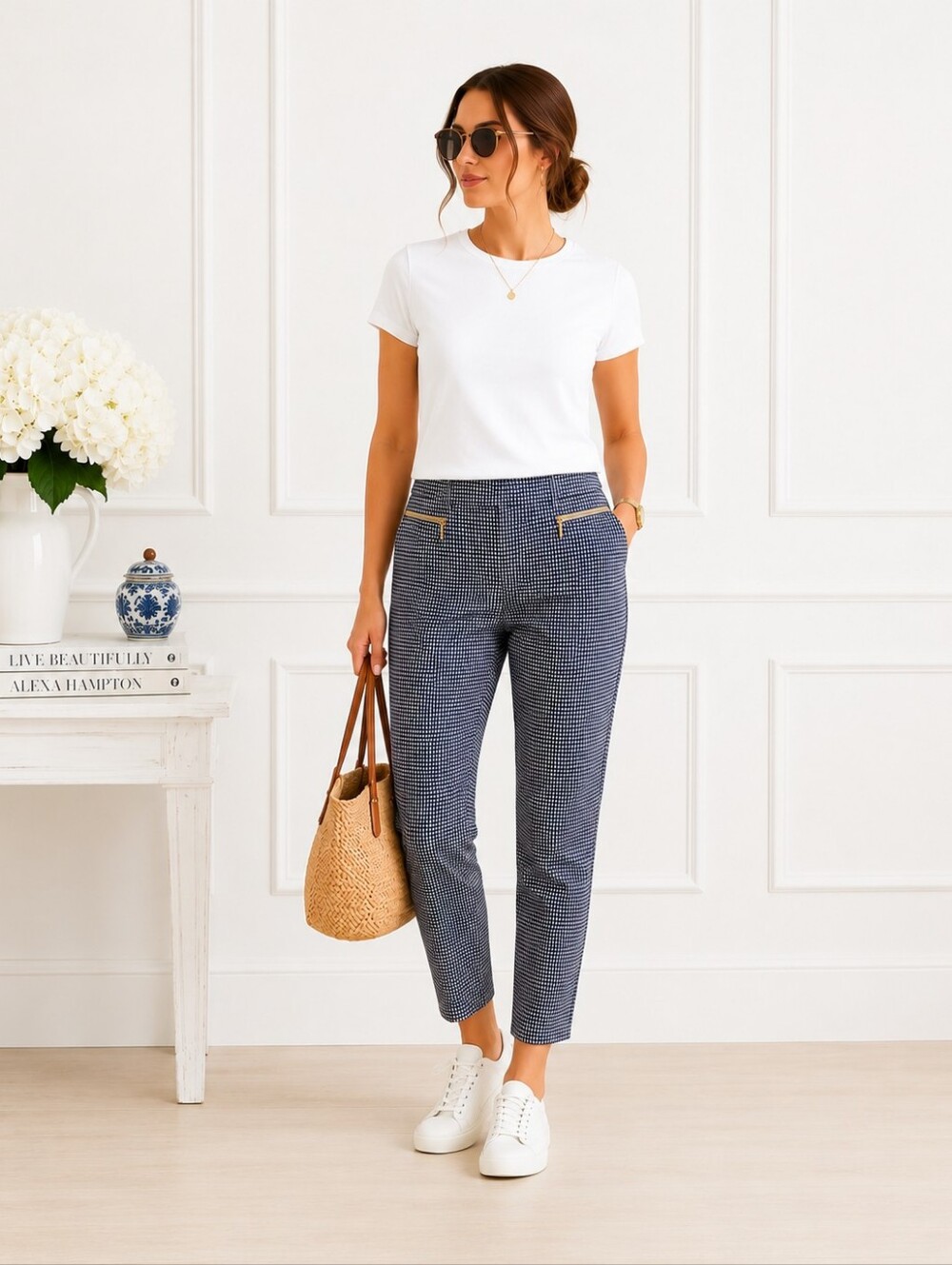 Calvin Klein Black Gingham Ankle Pants | Preppy Career Chic Size 16